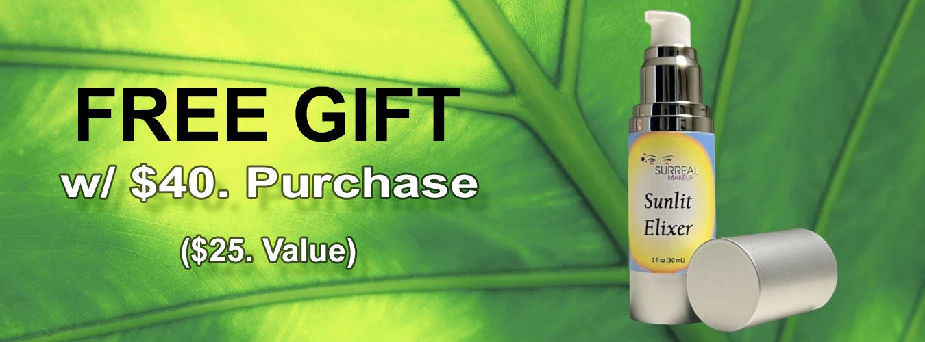 Suntit Elixir bottle with a free gift offer on a green leaf background